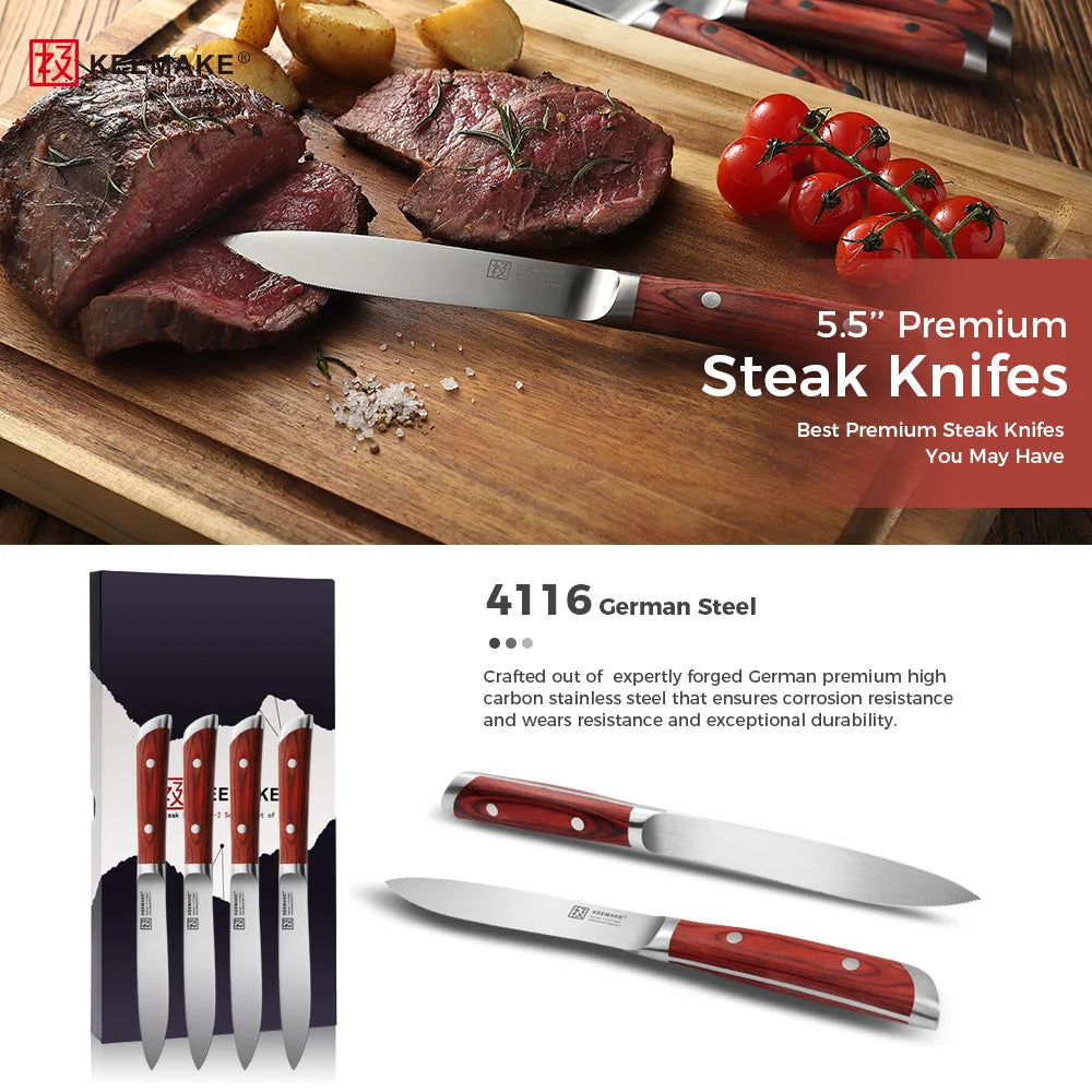 Stainless Steel 4-Piece Steak Knife Set Ultra Sharp Tableware