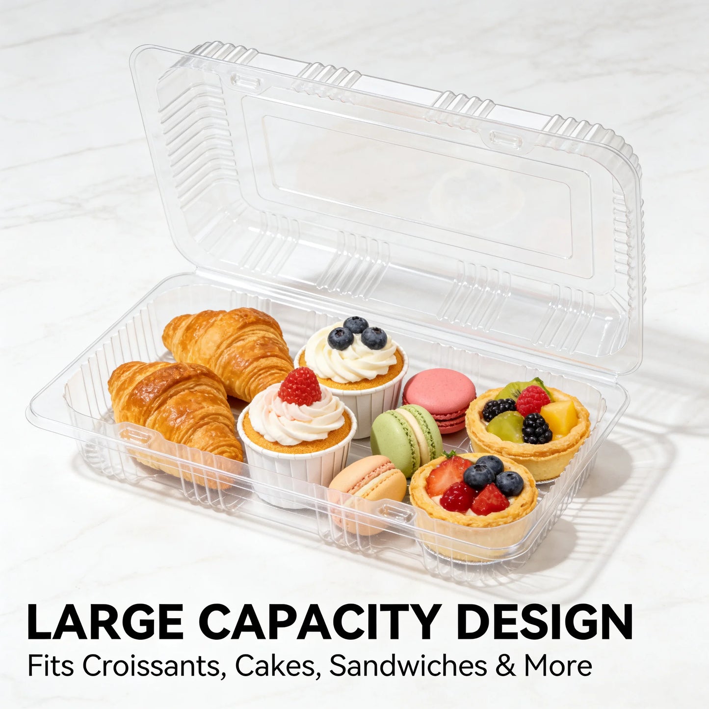 Clear Plastic Clamshell Takeout Containers, 50 Pack