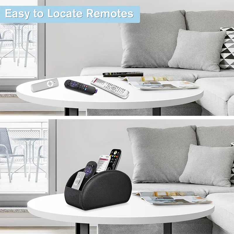 LMETJMA Remote Control Holder With 5 Compartments PU Leather