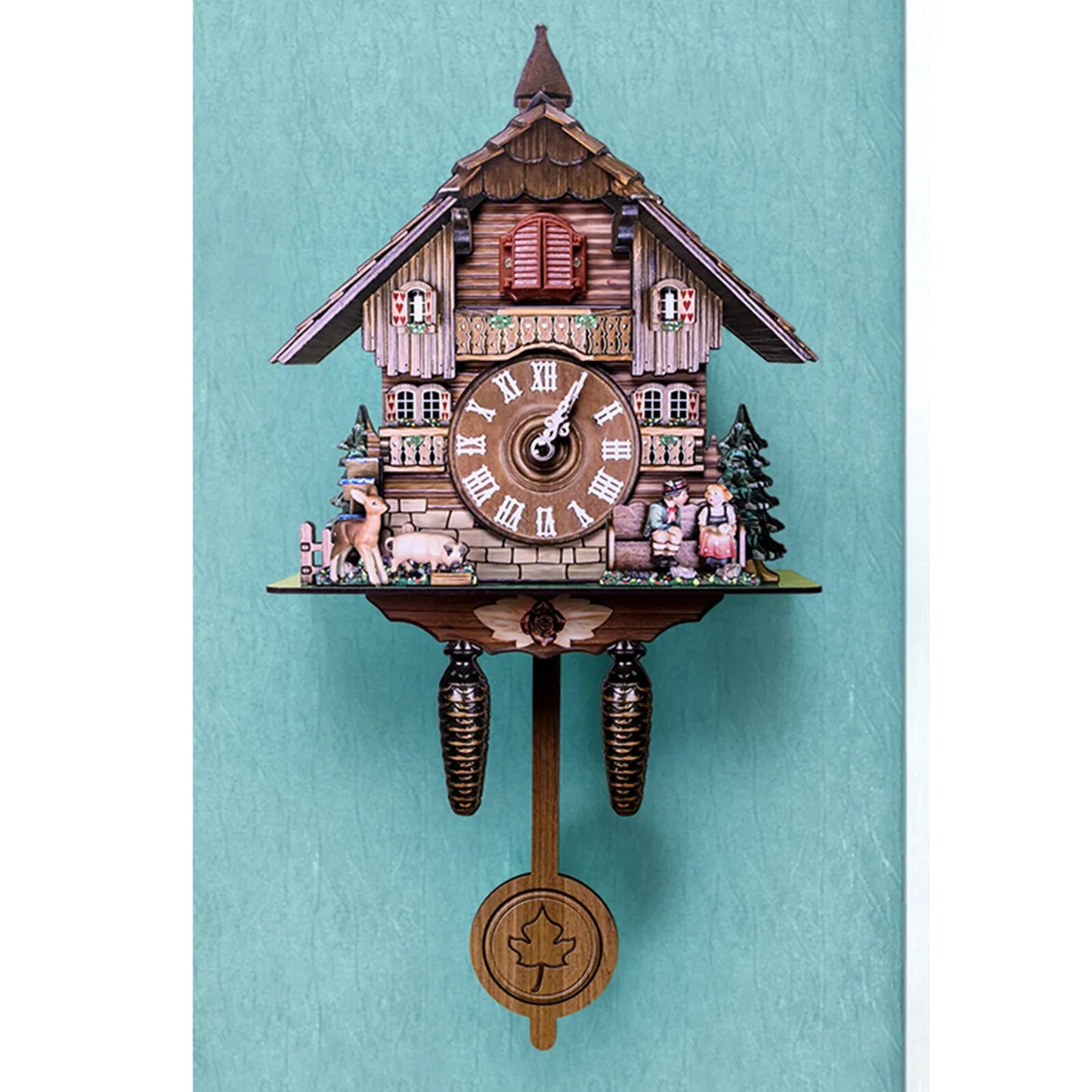 Cuckoo Wall Clock Chalet Forest House Pendulum Quartz