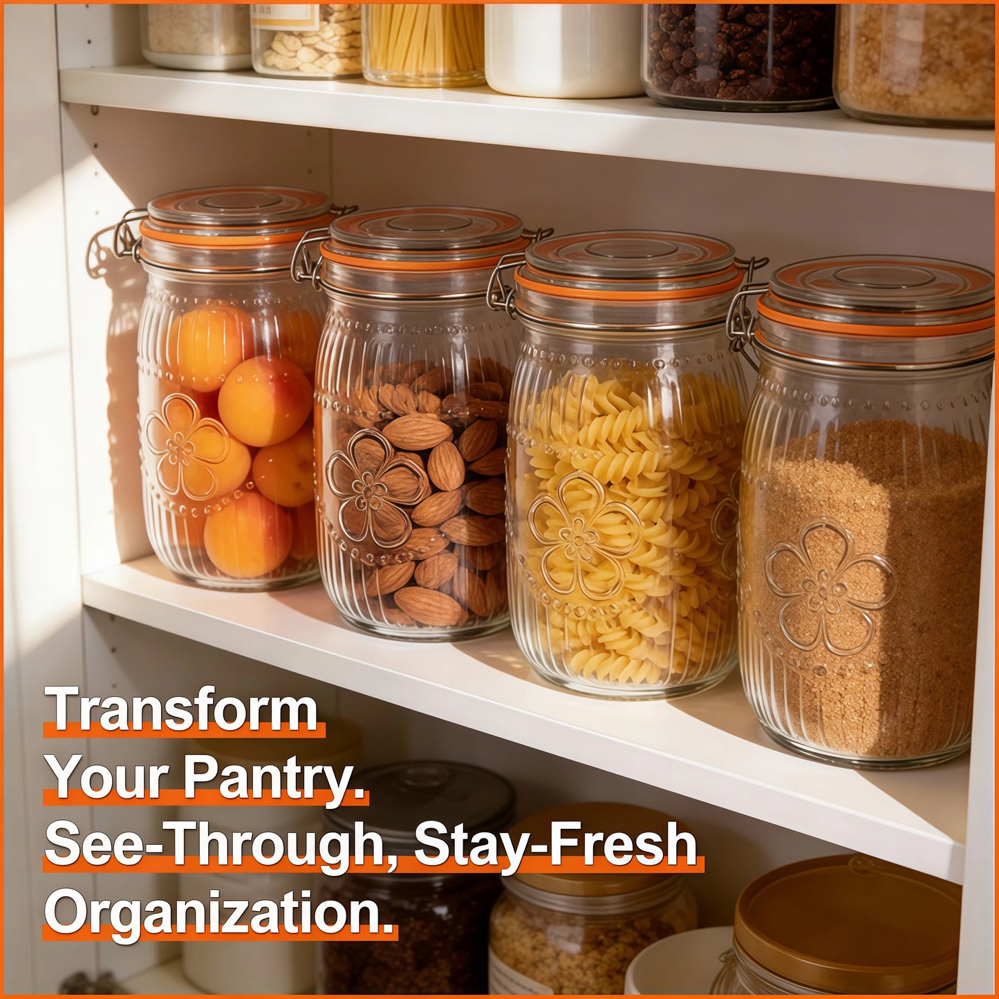 Wide Mouth Mason Jars Airtight Glass Canisters For Kitchen Pantry