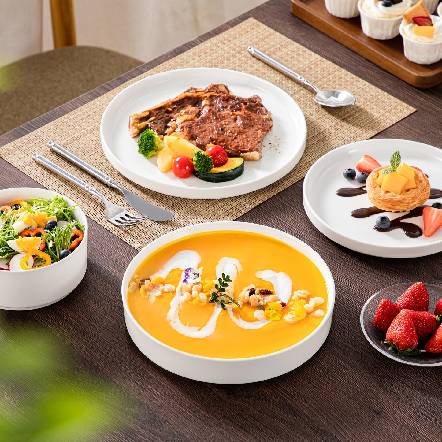 MALACASA Ceramic Dinnerware Set Plates For Everyday Use
