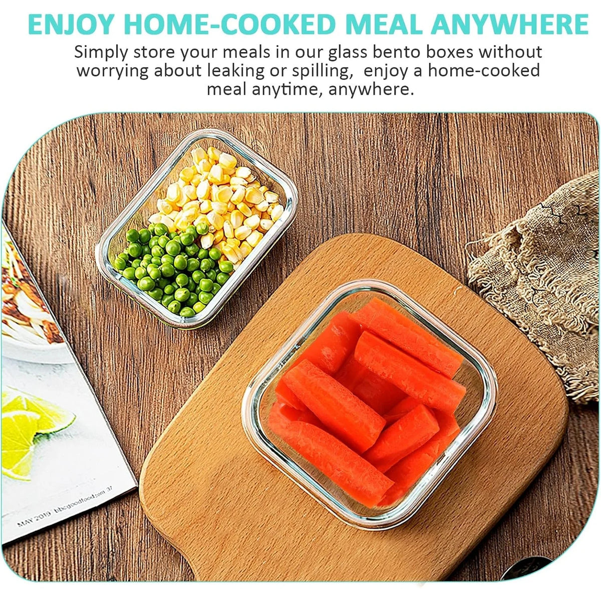 Glass Food Storage Containers Set For Meal Prep BPA Free Airtight