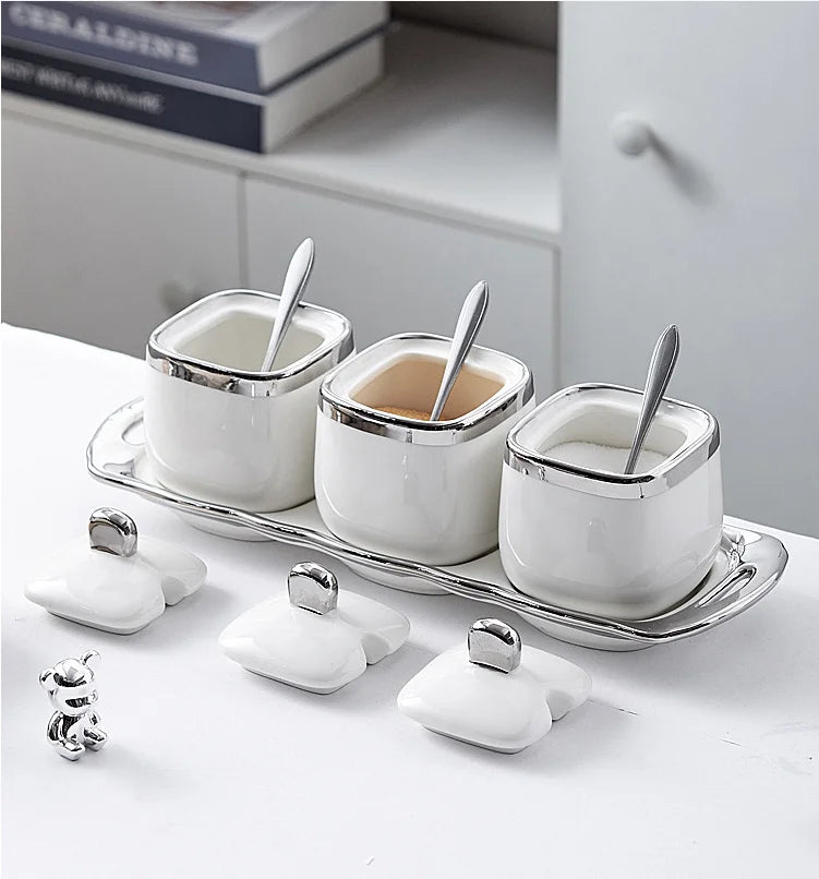 Lism Ceramic Seasoning Jar With Lid Salt Pepper Shaker Set