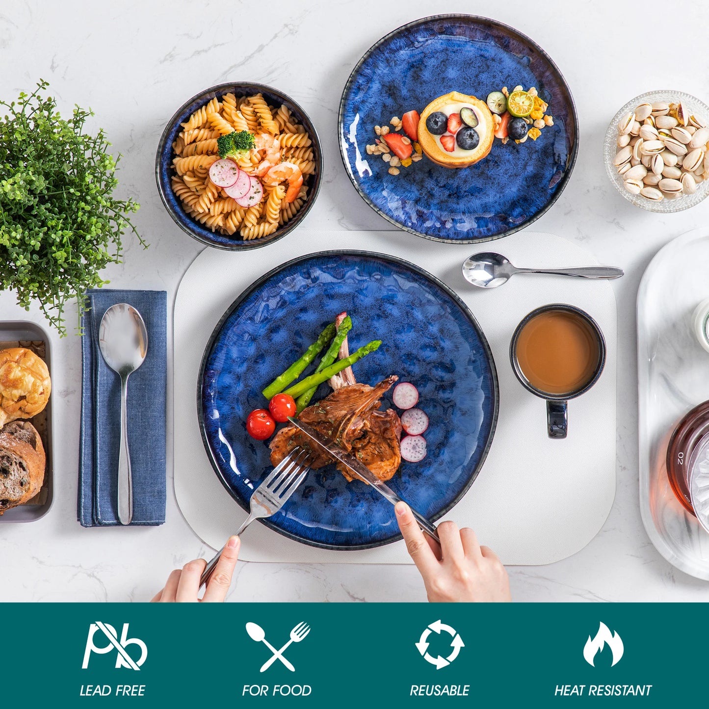 MALACASA Starry Dinnerware Set Microwave And Dishwasher Safe