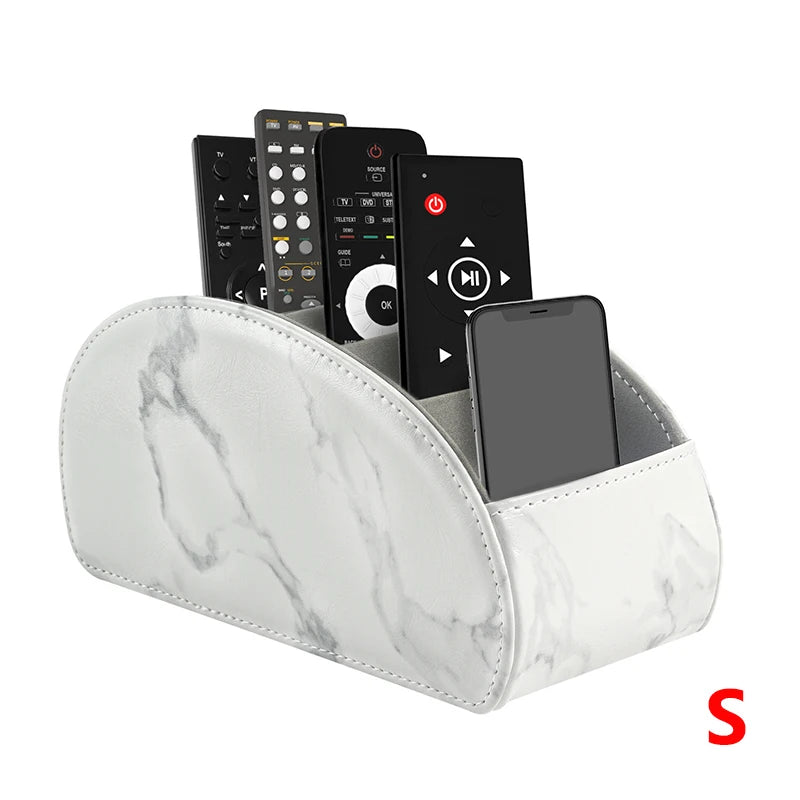 LMETJMA Remote Control Holder With 5 Compartments PU Leather