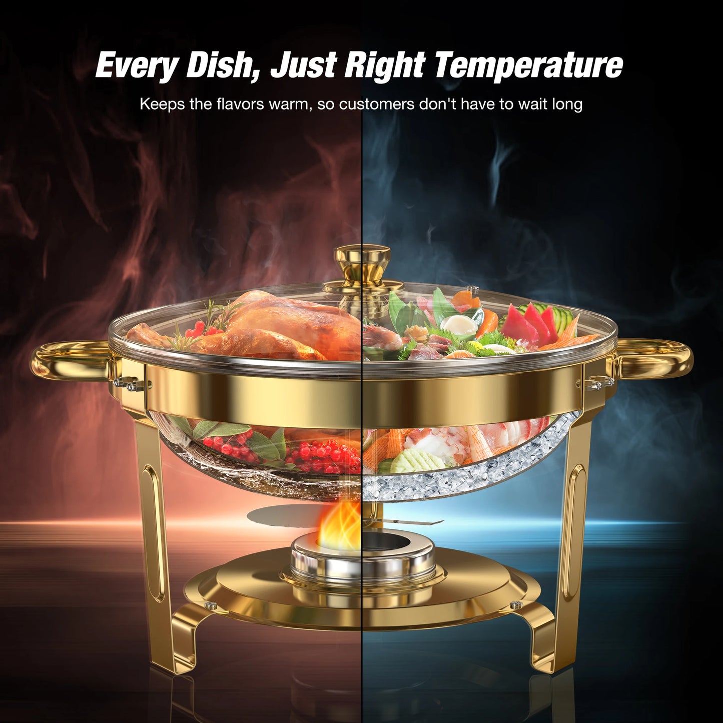 Round Stainless Steel Chafing Dish Set For Buffet Events