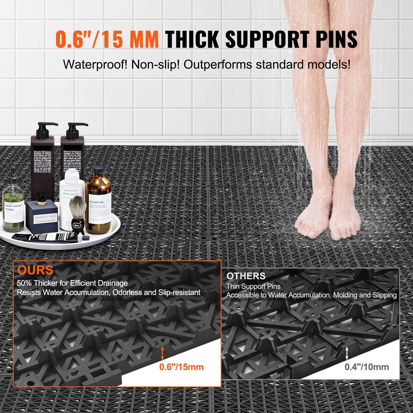SucceBuy Interlocking Floor Tiles Non-Slip Drainage for Bathrooms and Pools