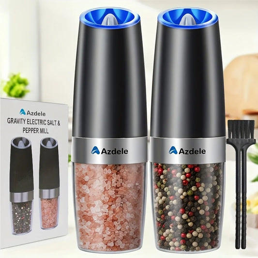 Electric Gravity-Sensing Salt And Pepper Grinder Set With LED Light