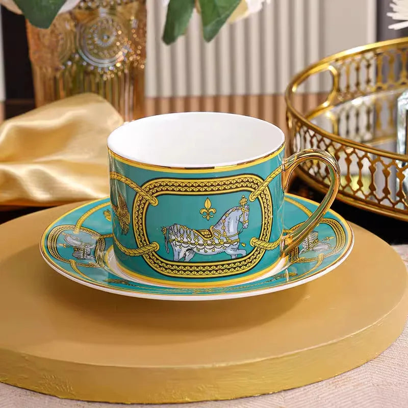 Light Luxury Bone China War Horse Western Dinnerware Plates Cup