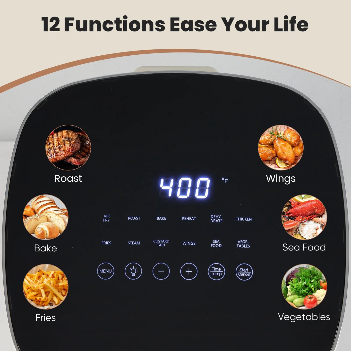 JHK Electric Air Fryer Window 12 In 1 Roast Reheat
