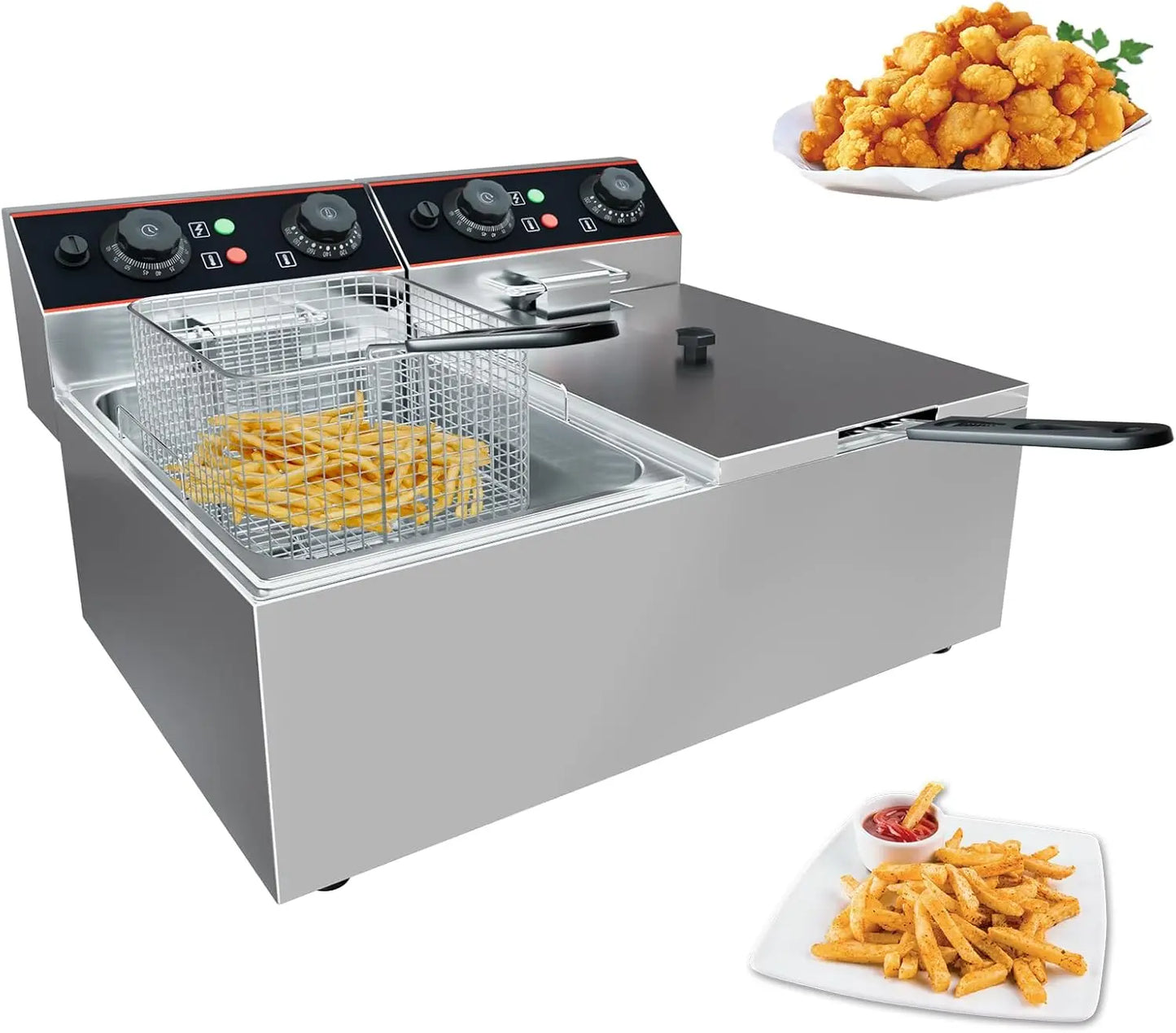 Acekool Commercial Electric Deep Fryer Stainless Steel Baskets Adjustable