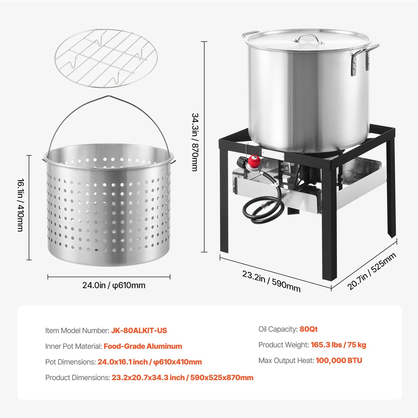 SucceBuy Seafood Boiling Kit With Strainer Crab Crawfish Aluminum Stockpot