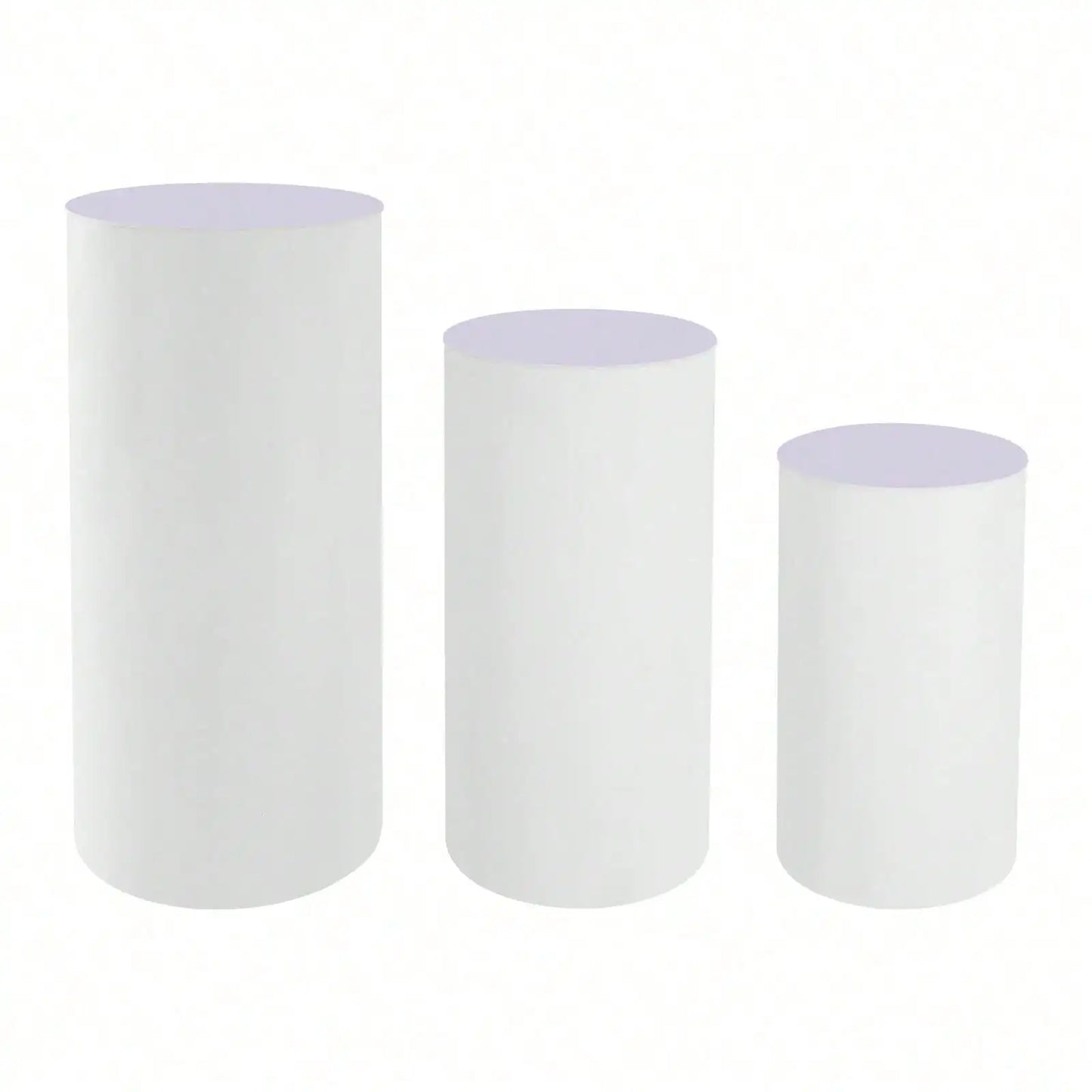 Three-Piece PVC and Acrylic Cylinder Pedestal Stands for Wedding Display Plinths