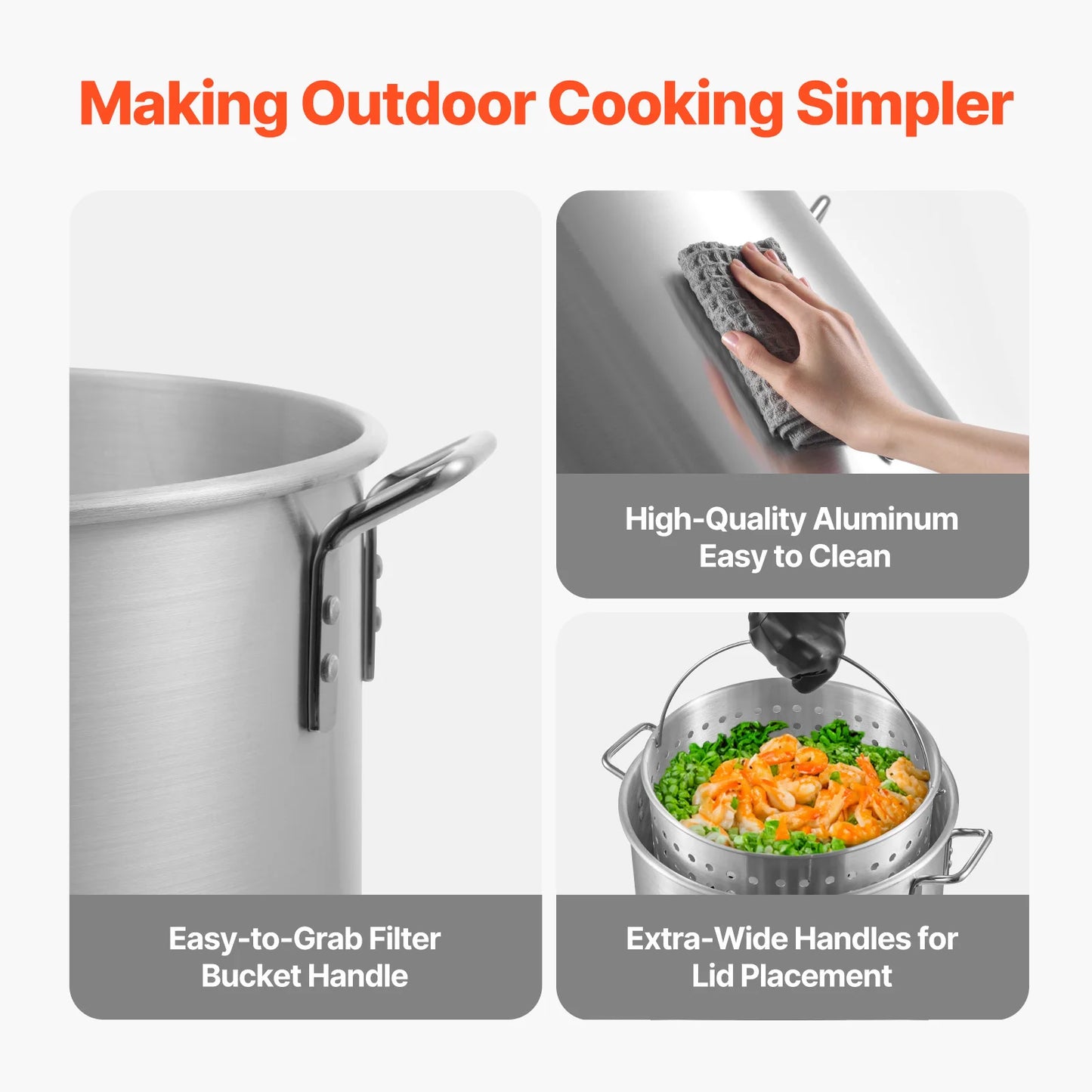 SucceBuy Seafood Boiling Kit With Strainer Crab Crawfish Aluminum Stockpot
