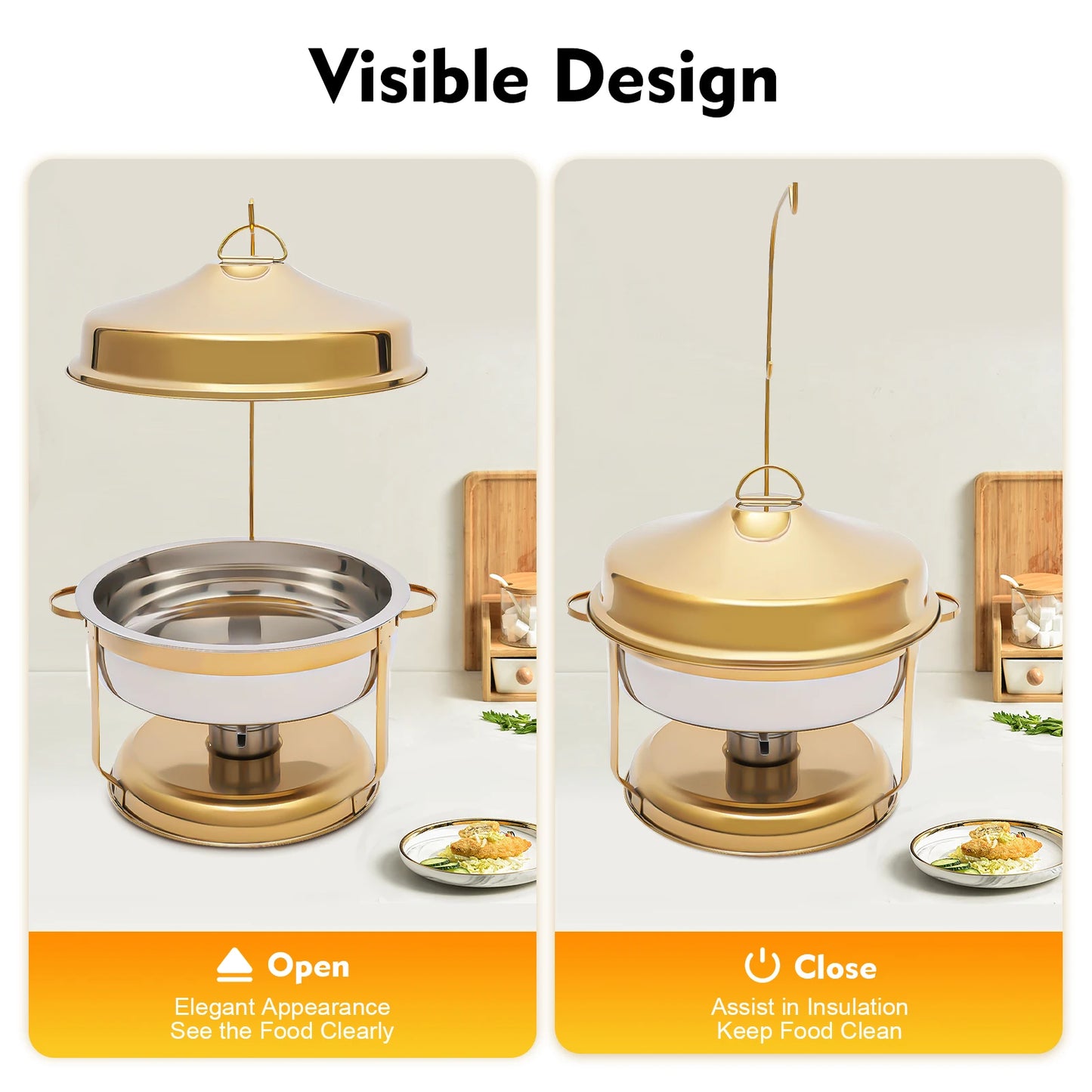 Stainless Steel Chafing Dish Buffet Warmer With Glass Lid
