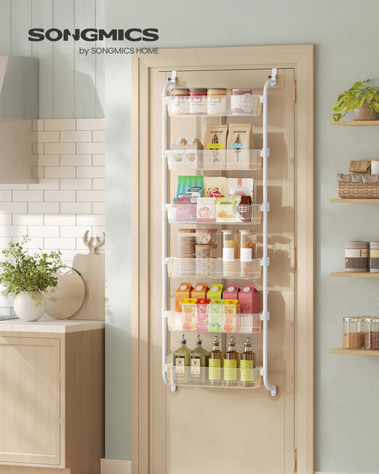 SONGMICS Over The Door Pantry Organizer 6 Tier Adjustable Baskets Spice Rack