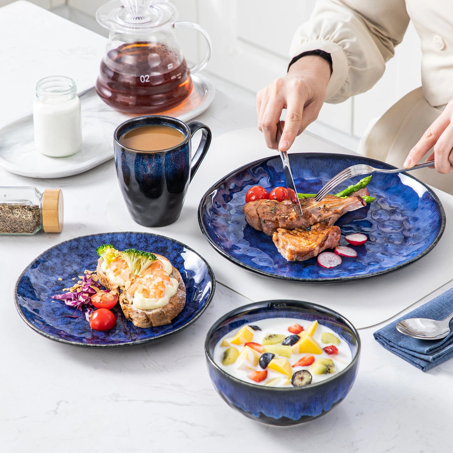 MALACASA Starry Dinnerware Set Microwave And Dishwasher Safe