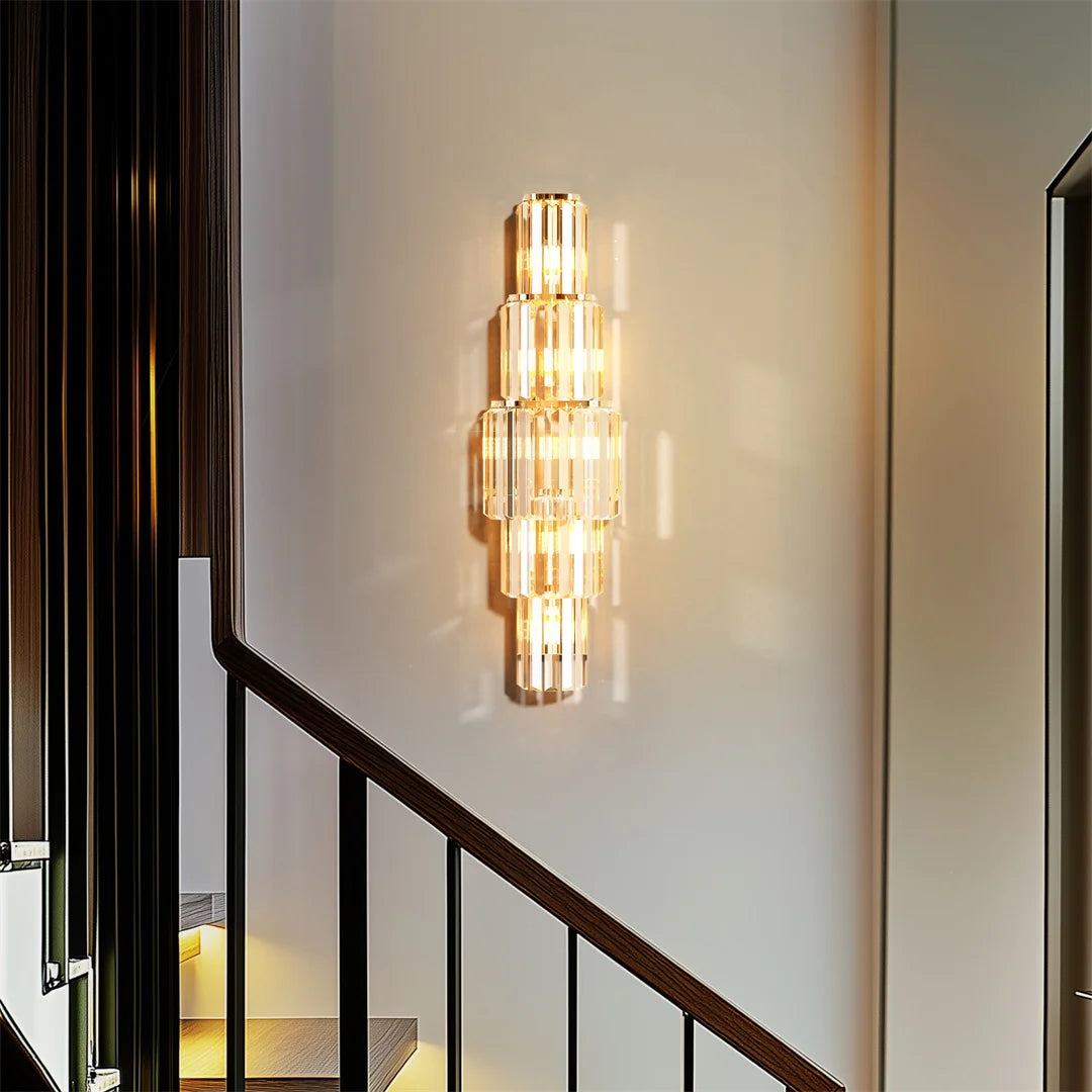 LUVODI Modern Crystal Wall Lamp Three Layer Sconce Light E14