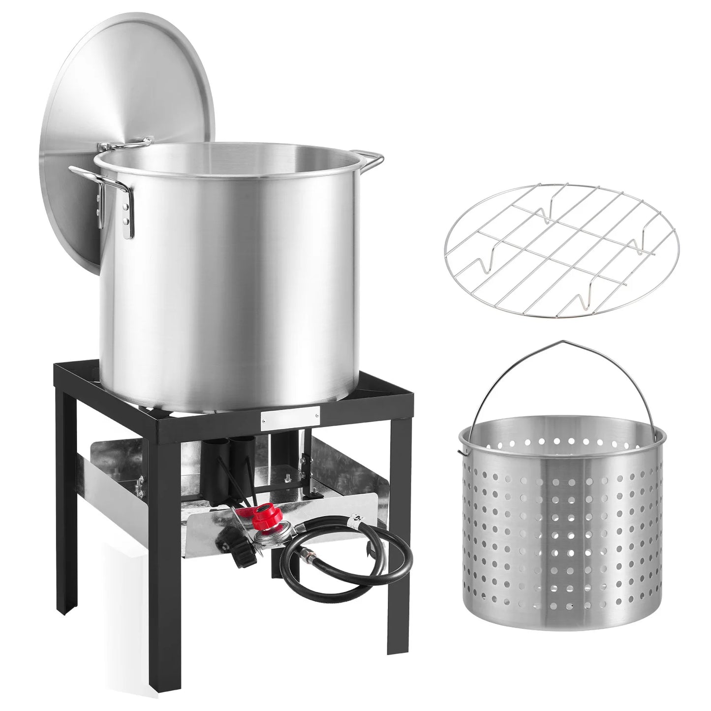 SucceBuy Seafood Boiling Kit With Strainer Crab Crawfish Aluminum Stockpot
