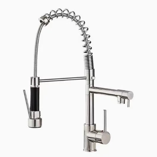 DQOK Brushed Spring Pull Down Kitchen Faucet Deck Mounted