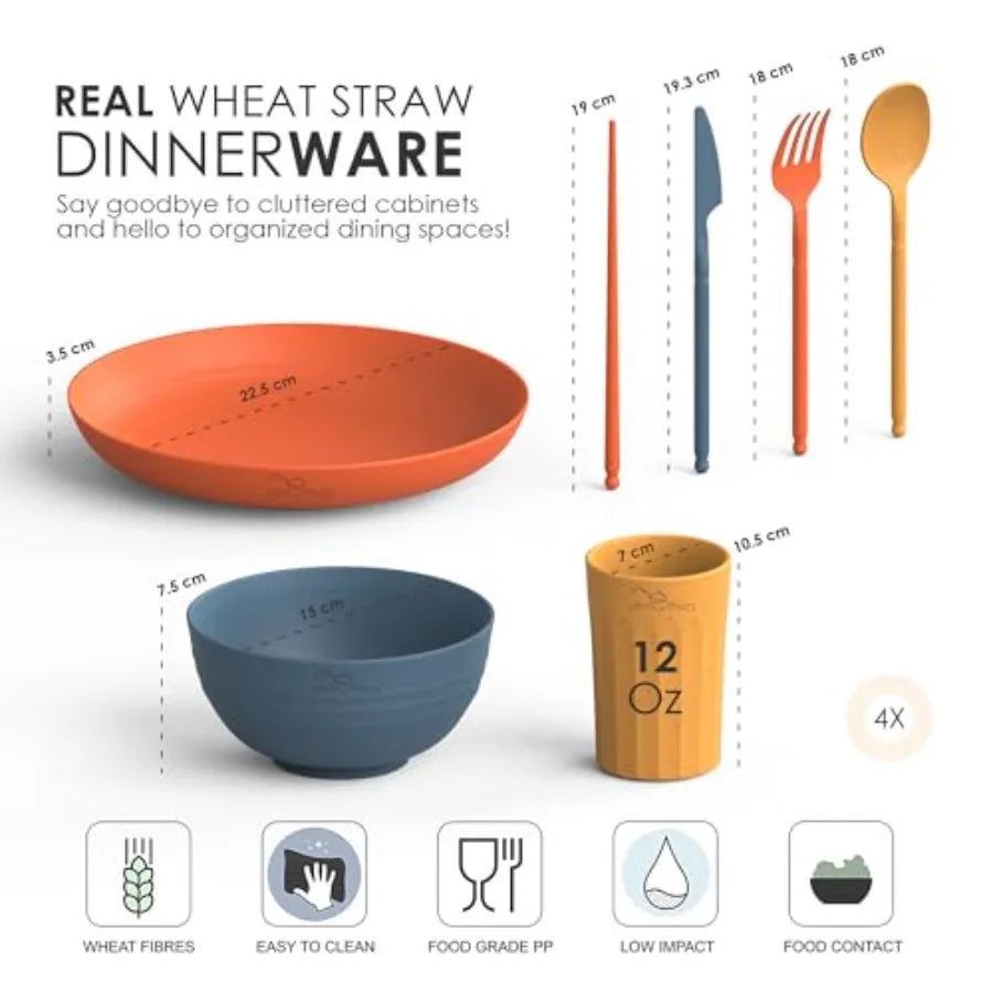 Eco Friendly Wheat Straw Dinnerware Plates Bowls Cups Camping Set
