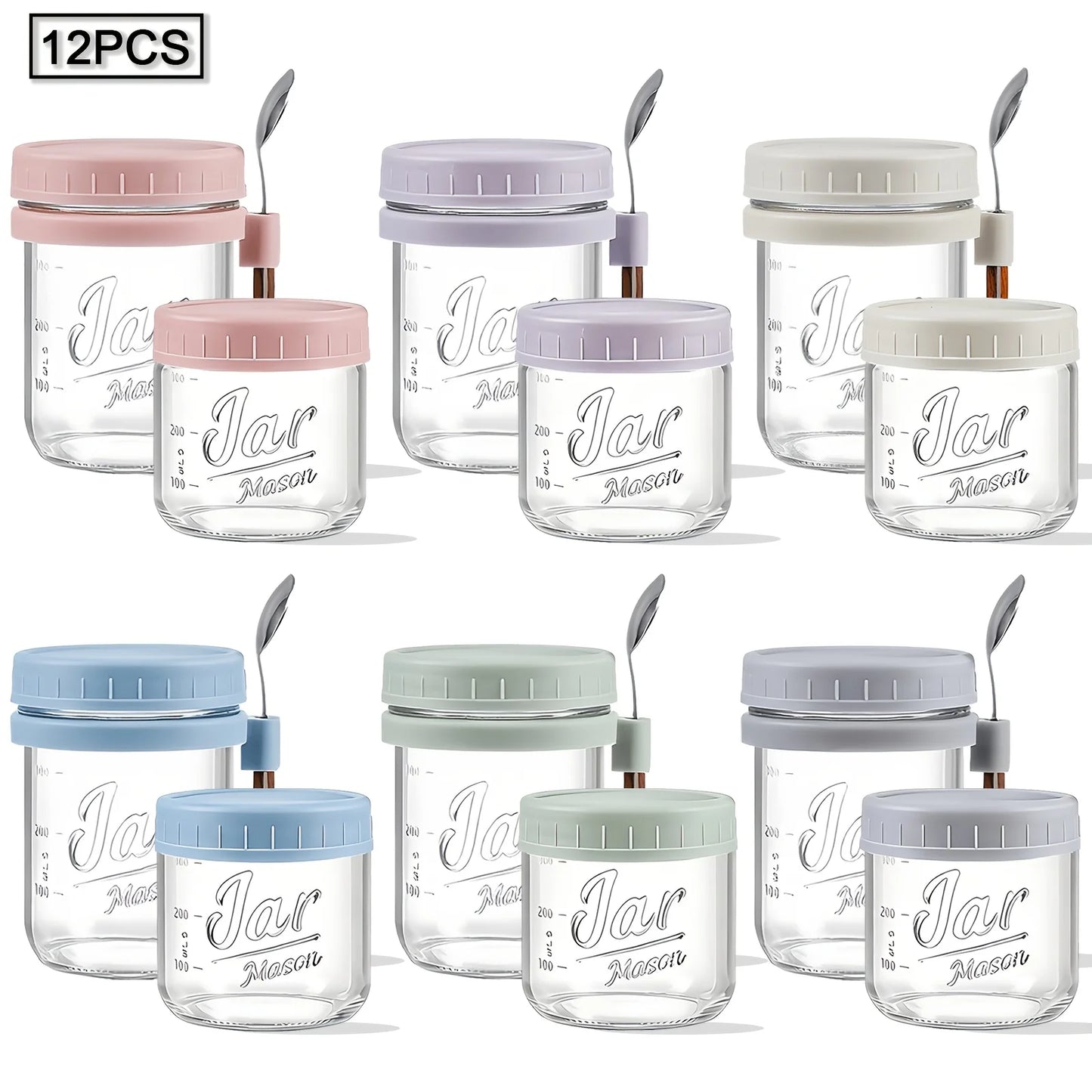 Argon Tableware Overnight Oats Cups Set of Six Glass Containers