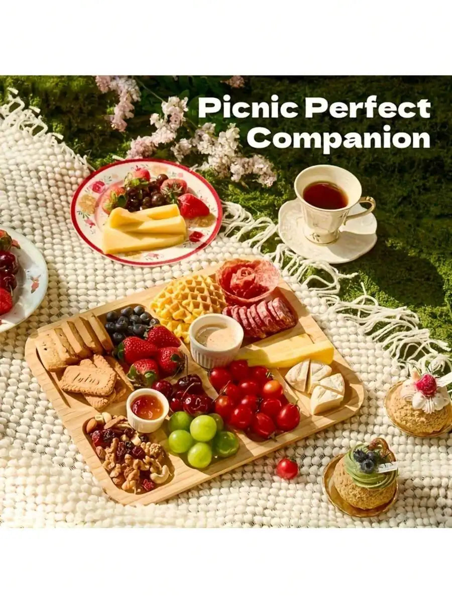 Bamboo Cheese Tray With Acrylic Lid Portable Serving Platter