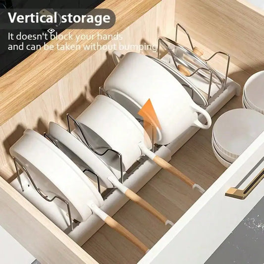 Pull Out Pot And Pan Organizer With 10 Adjustable Dividers