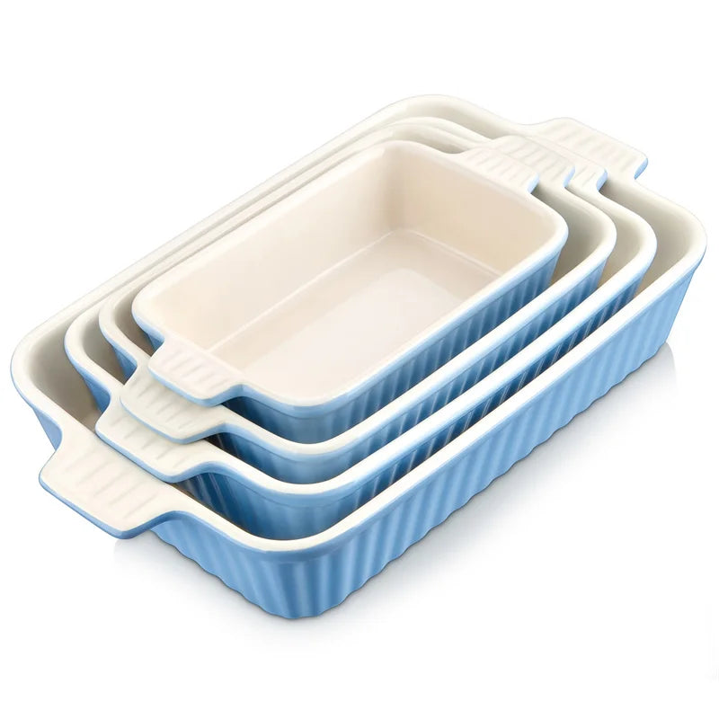MALACASA 4 Piece Table Baking Dish Set With Ceramic Handles