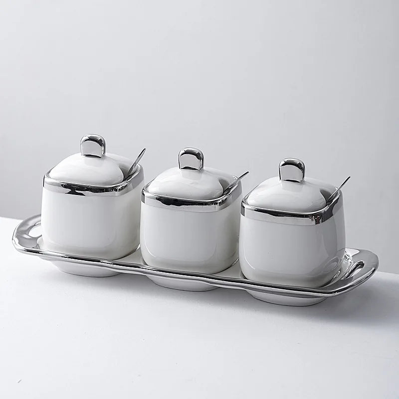 Lism Ceramic Seasoning Jar With Lid Salt Pepper Shaker Set
