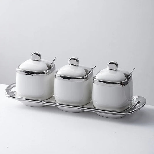 Lism Ceramic Seasoning Jar With Lid Salt Pepper Shaker Set