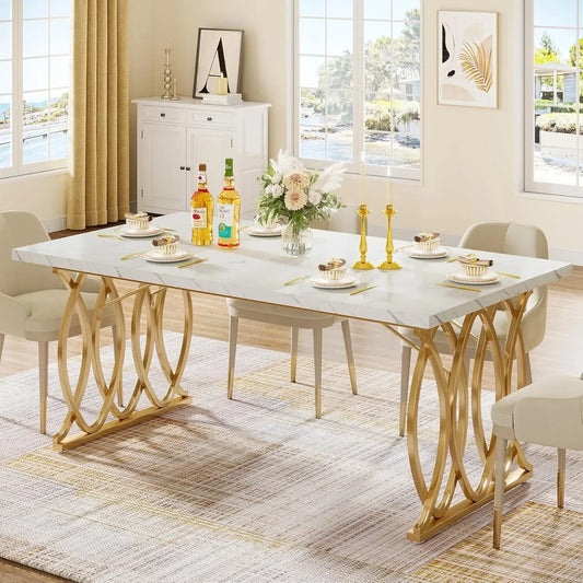 LITTLE TREE Modern Dining Table Rectangular Kitchen And Dining Room