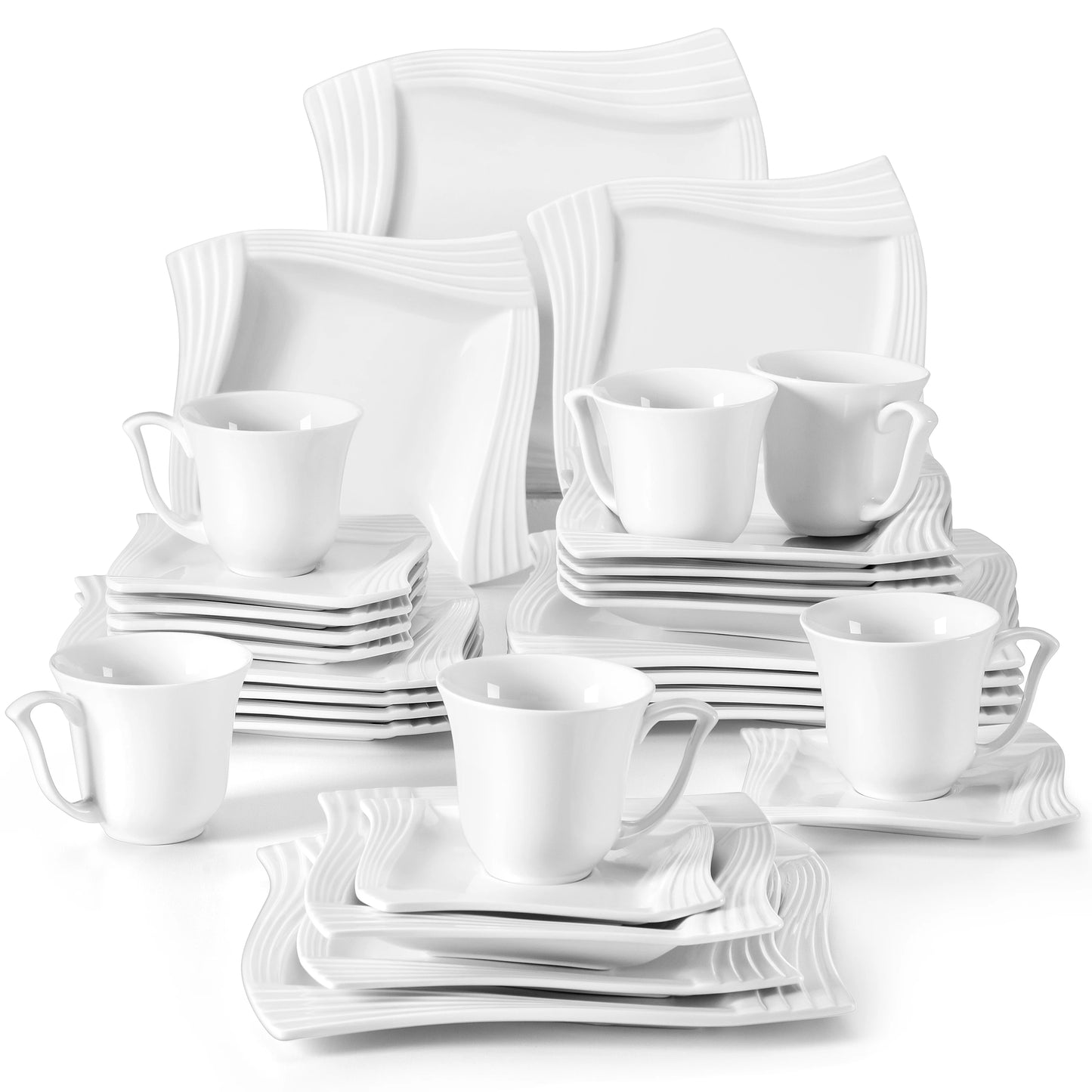 MALACASA Amparo Porcelain Dinnerware Set 60 Piece Service For 12