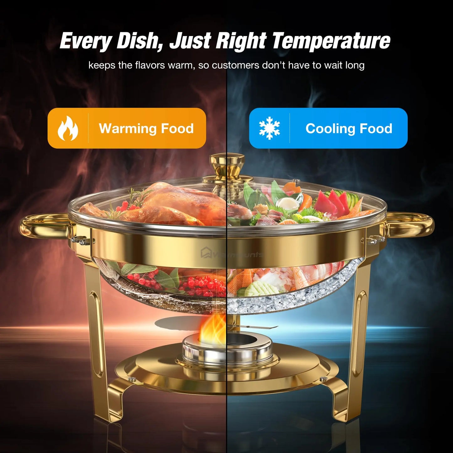 Round Stainless Steel Chafing Dish Set For Buffet Events