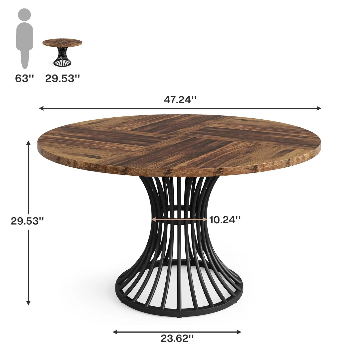 Tribesigns Round Dining Table, Farmhouse Industrial Kitchen Table