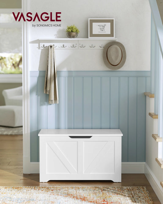 VASAGLE Storage Chest Bench With Safety Hinges Farmhouse Style