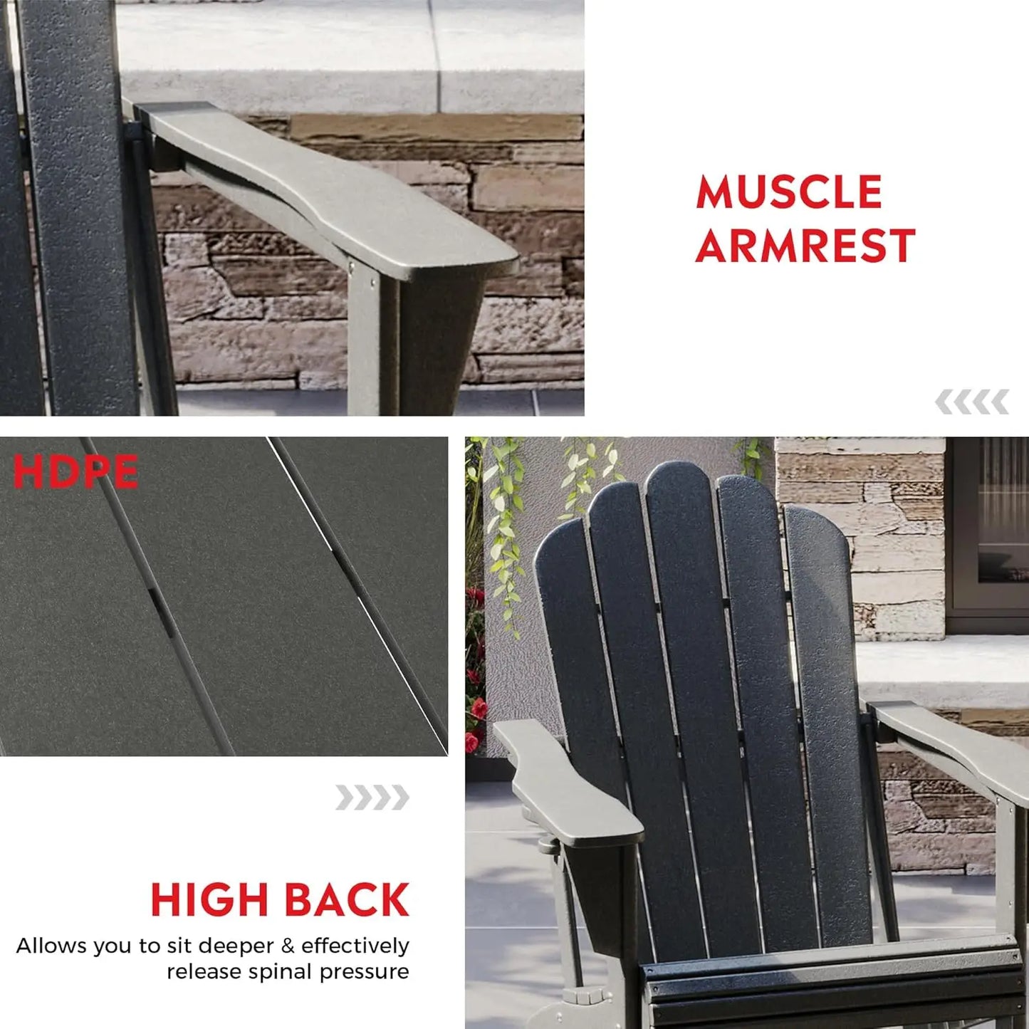 Adirondack Chairs With Cup Holders Outdoor Patio Set Of 4