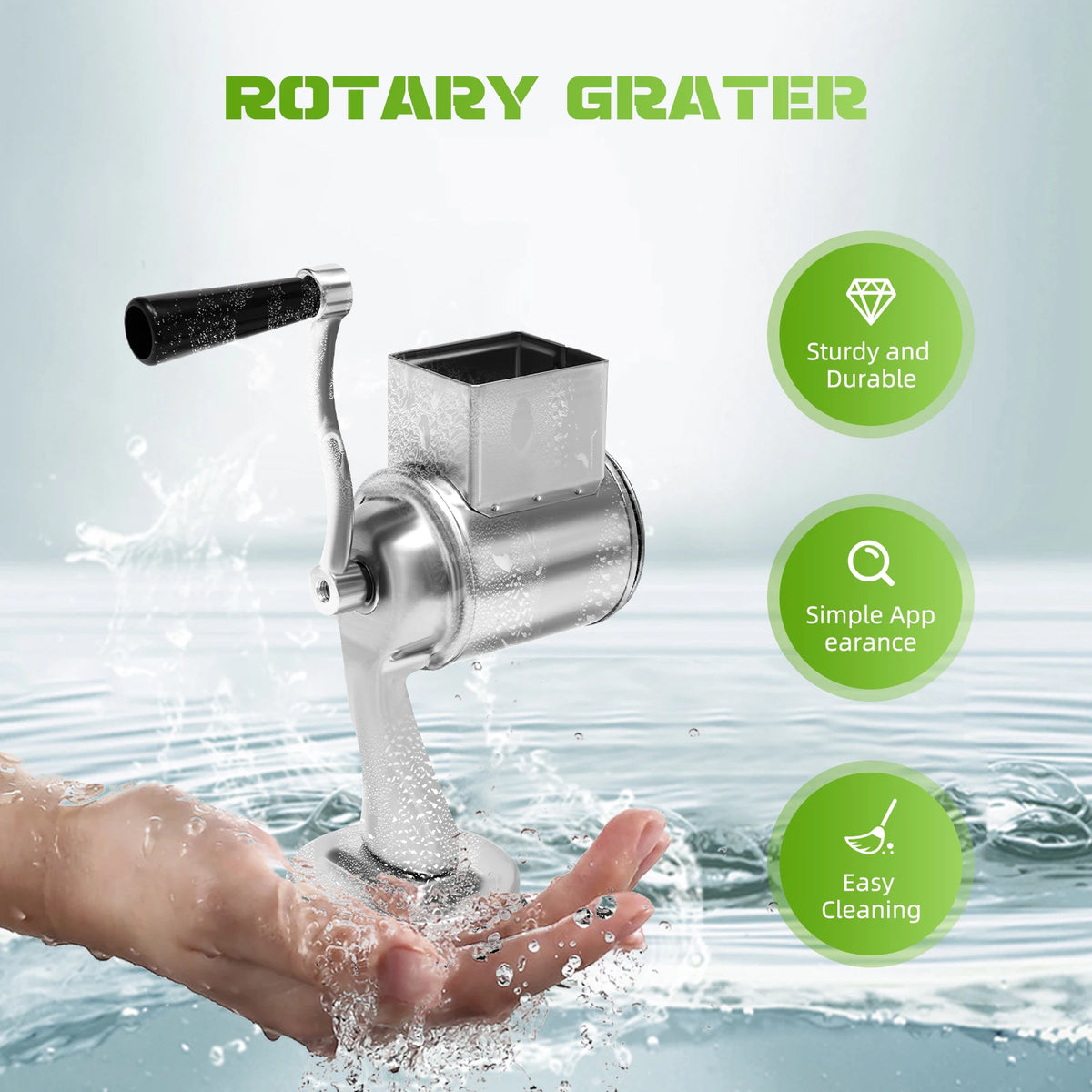 Rotary Grater With Five Blades Stainless Steel Vegetable Shredder