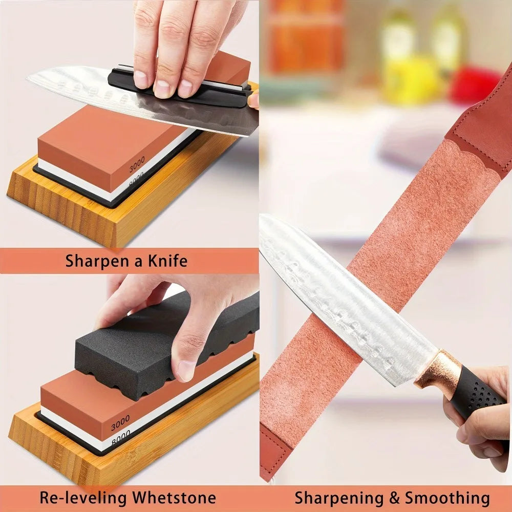 Professional Knife Sharpening Whetstone Set 400 1000 3000 8000 Grits