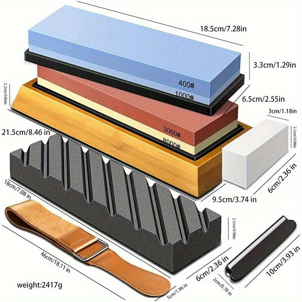 Professional Knife Sharpening Whetstone Set 400 1000 3000 8000 Grits