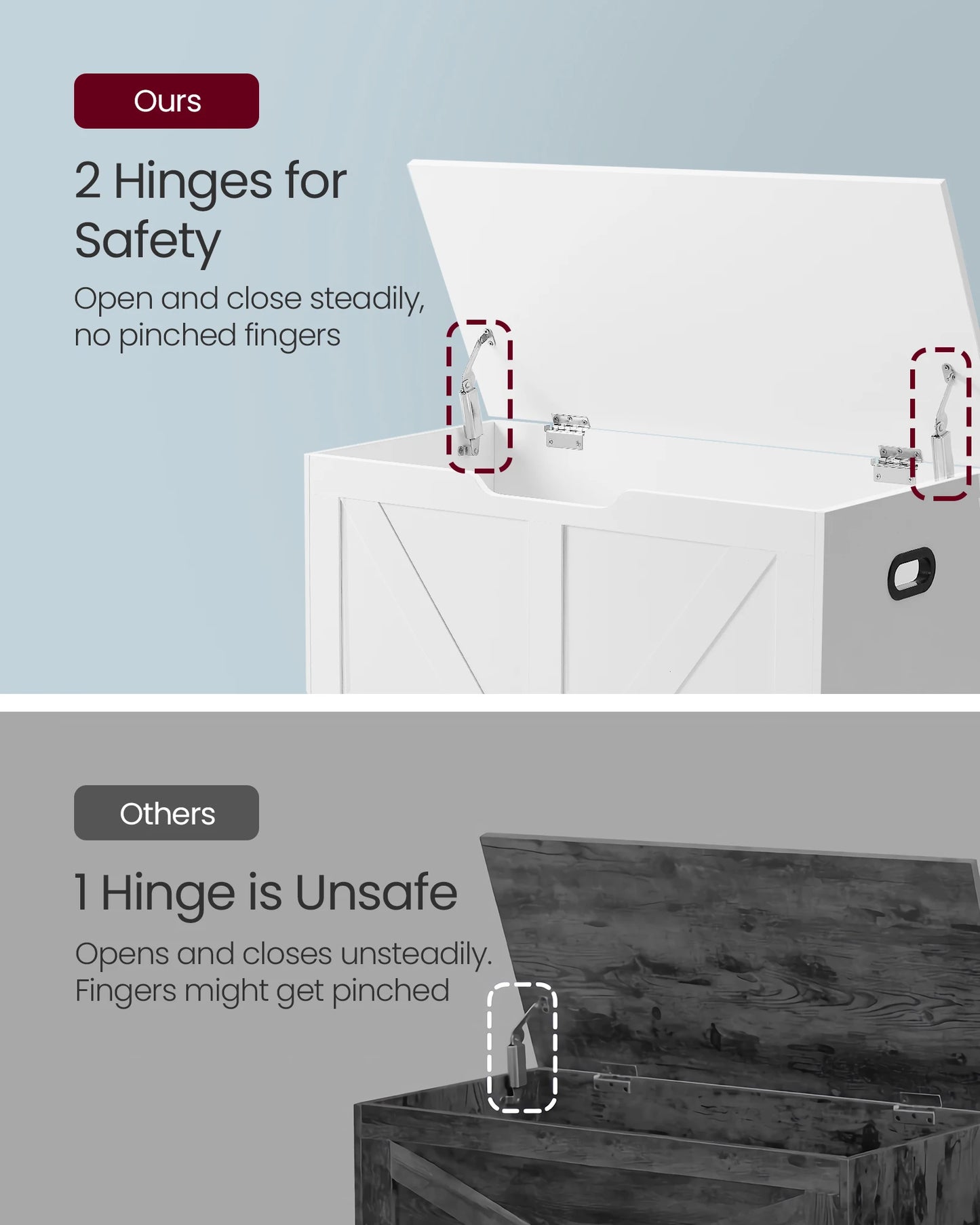 VASAGLE Storage Chest Bench With Safety Hinges Farmhouse Style