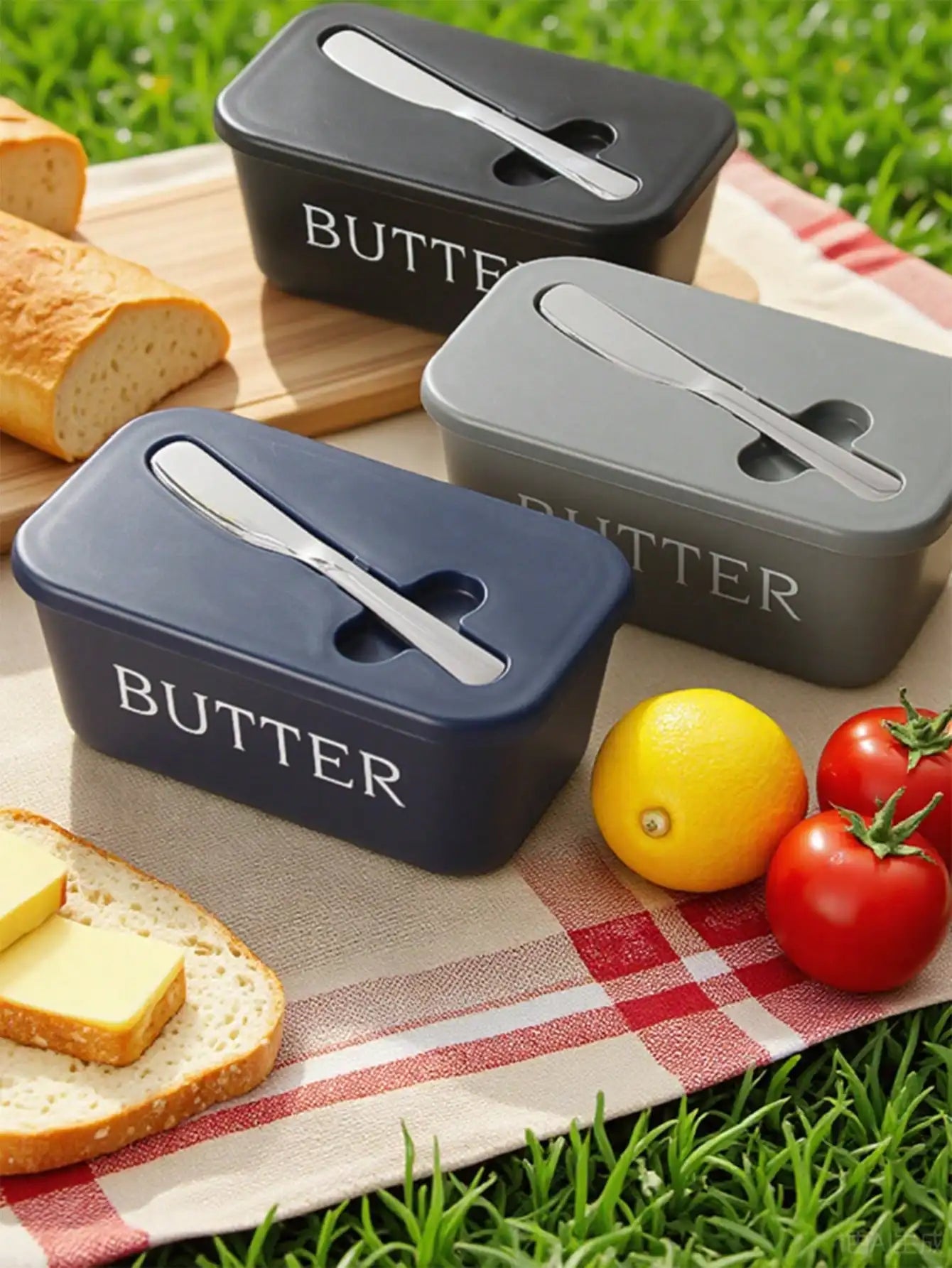 Stainless Steel Covered Butter Dish With Knife For Kitchen Storage