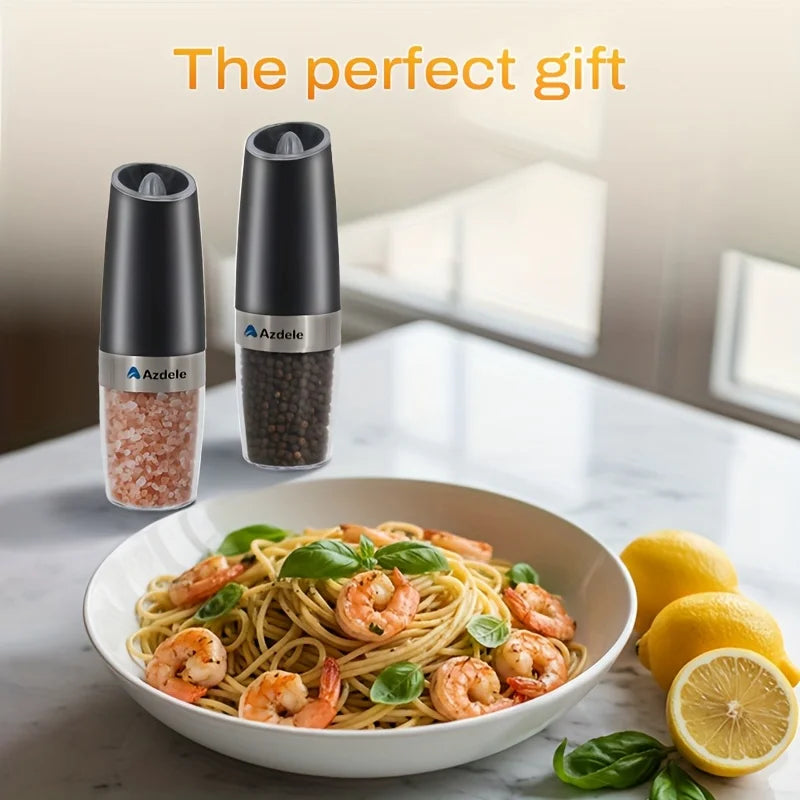 Electric Gravity-Sensing Salt And Pepper Grinder Set With LED Light
