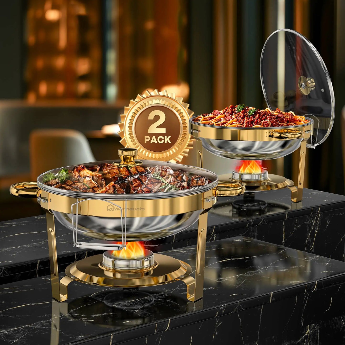 Round Stainless Steel Chafing Dish Set For Buffet Events