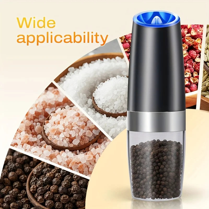 Electric Gravity-Sensing Salt And Pepper Grinder Set With LED Light