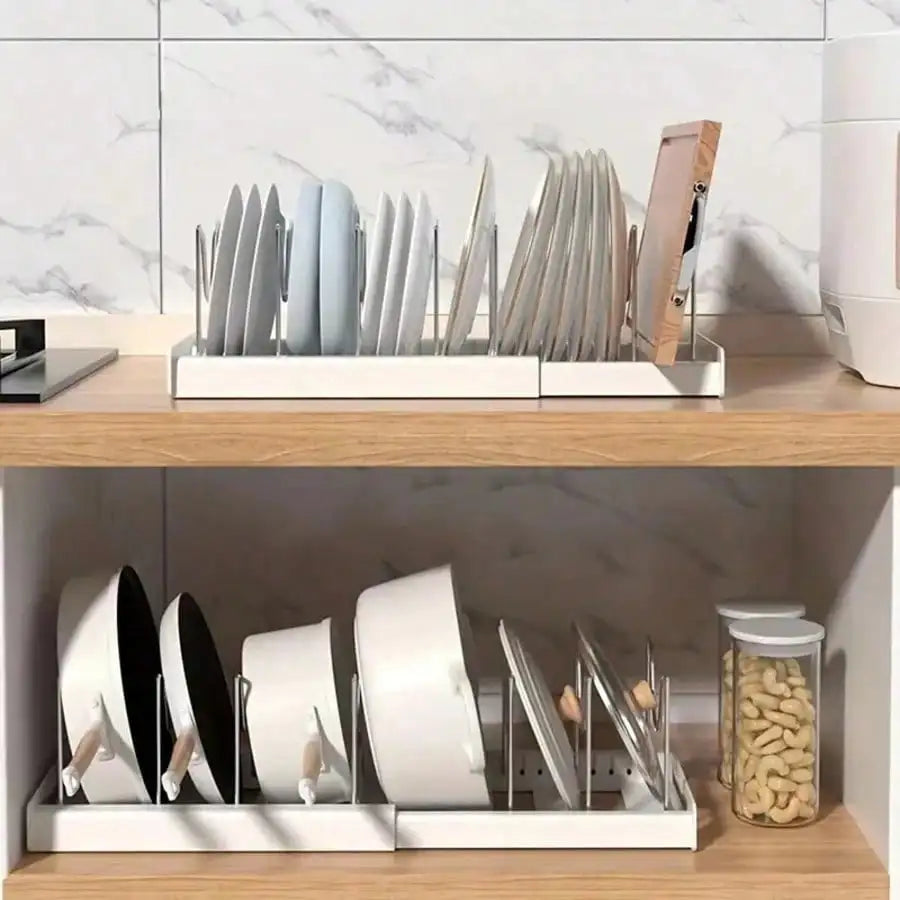 Pull Out Pot And Pan Organizer With 10 Adjustable Dividers