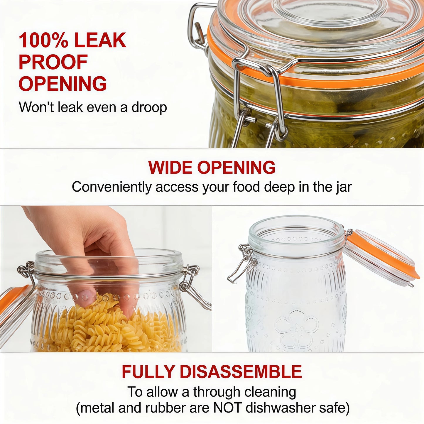 Wide Mouth Mason Jars Airtight Glass Canisters For Kitchen Pantry