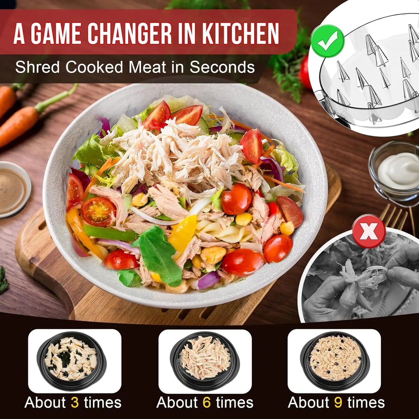 Professional Twist Chicken Shredder Tool For Cooked Meat