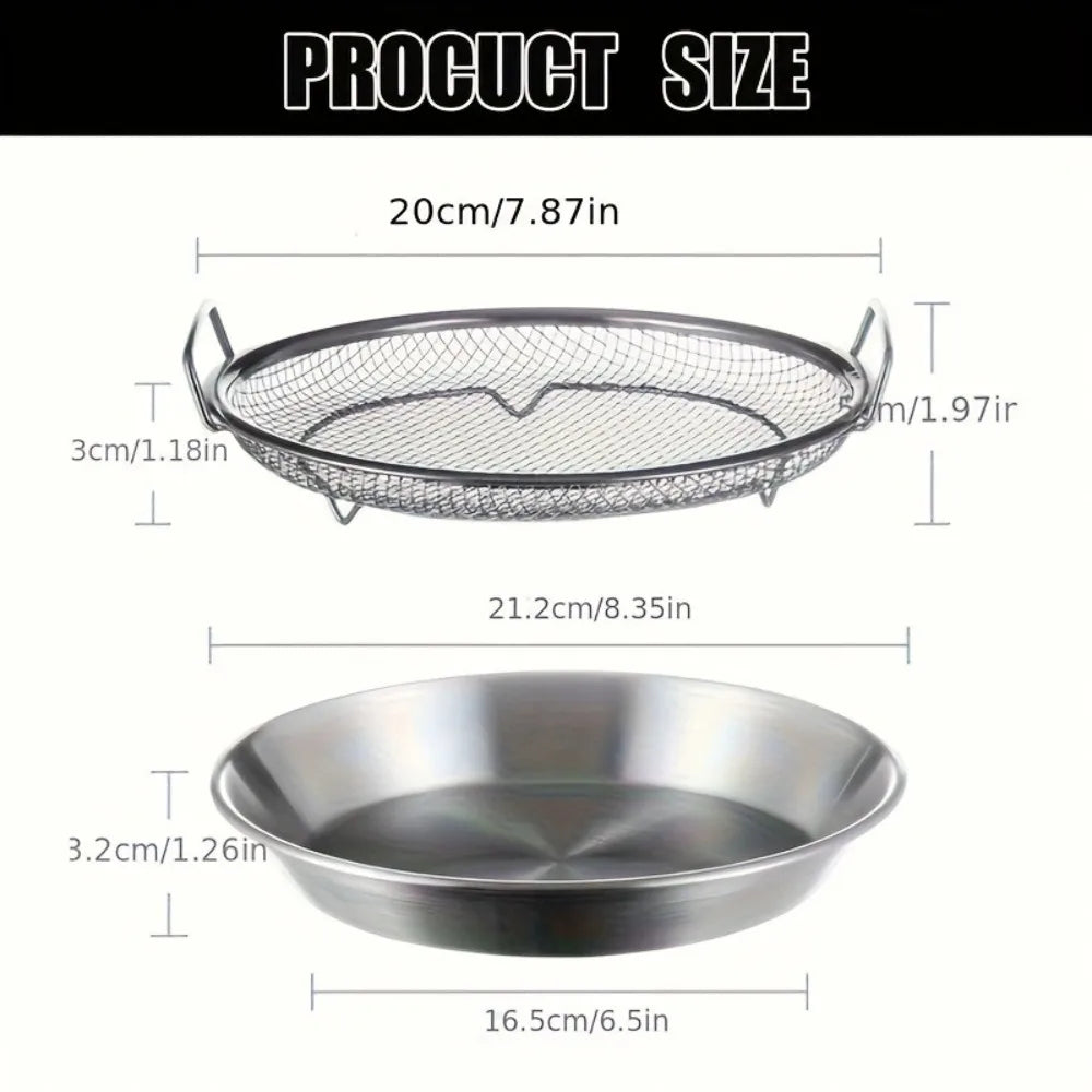 Stainless Steel Frying Rack With Tray Foldable Mesh Basket For Oil Draining